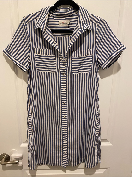 Vineyard Vines Dresses & Skirts - Vineyard Vines Blue and White Striped Button-Up Shirt Dress